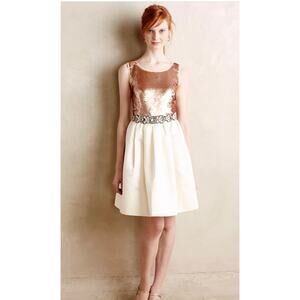 Anthropologie Paper Crown Women’s XS Cream Addie Sequin Mini Party Dress NEW